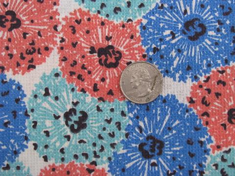 photo of mod starburst flowers, 1950's vintage retro cotton print pique fabric #1