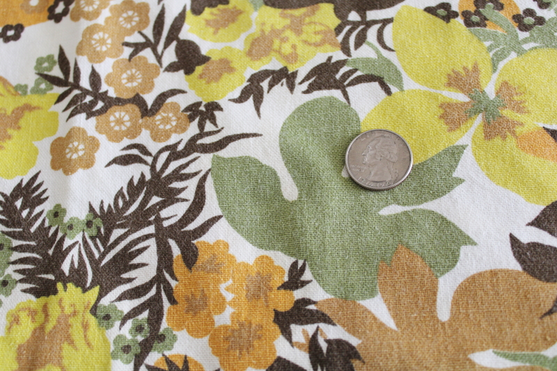 photo of mod vintage 60s flowered print cotton fabric, used material for upcycle or art #5