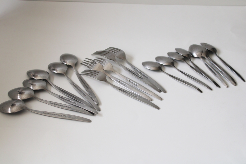 photo of mod vintage Caress floral pattern National stainless flatware, forks, soup, tea spoons #6