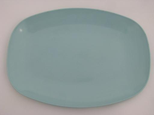 photo of mod vintage Contour melmac, oblong serving platter in retro turquoise #1