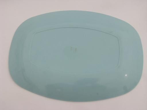 photo of mod vintage Contour melmac, oblong serving platter in retro turquoise #2