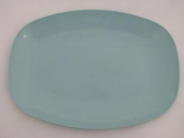 catalog photo of mod vintage Contour melmac, oblong serving platter in retro turquoise