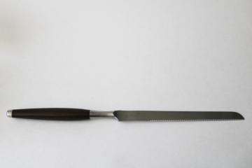 catalog photo of mod vintage Ekco Eterna serrated slicing knife, Canoe rosewood look composition handle