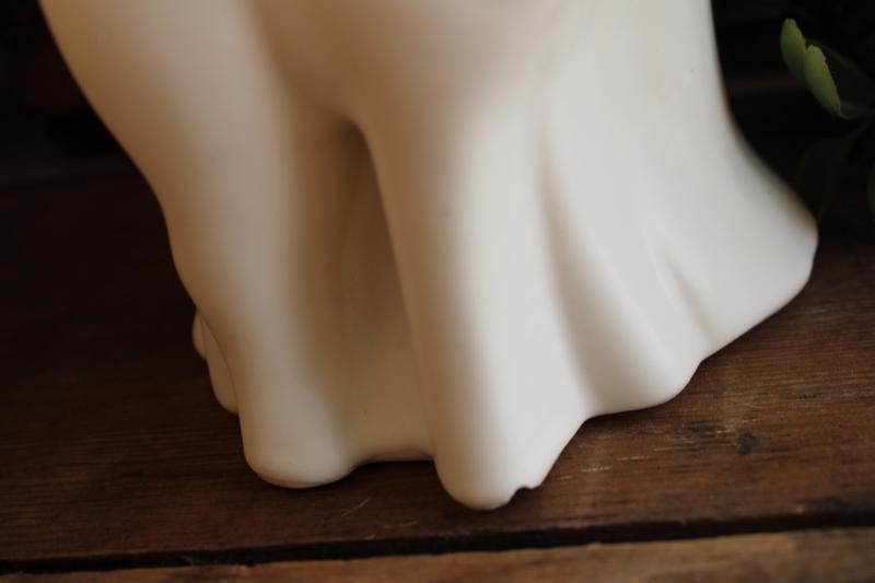 photo of mod vintage Haeger pottery figural deer planter pot, matte white glaze ceramic  #3