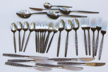 catalog photo of mod vintage Japan Granada Rose stainless flatware estate lot partial set