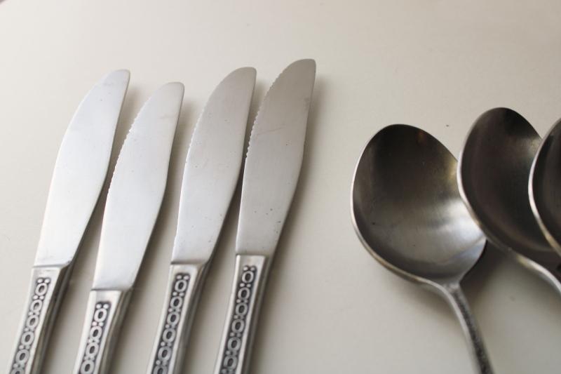 photo of mod vintage Japan Supreme flatware (Towle) heavy stainless textured circles satin finish #4