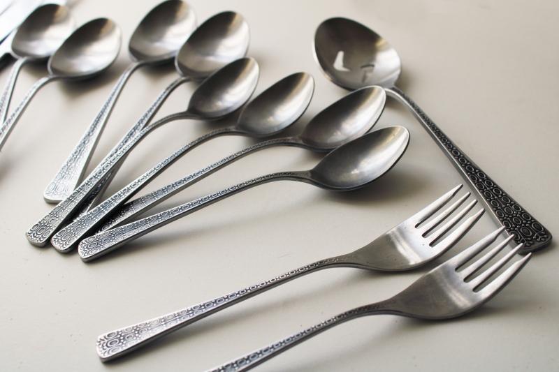 photo of mod vintage Japan Supreme flatware (Towle) heavy stainless textured circles satin finish #6