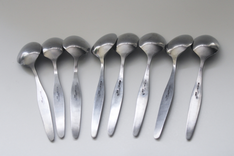 photo of mod vintage Jardinera floral teaspoons set of 8, Interpur Japan heavy stainless flatware #3
