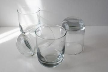 catalog photo of mod vintage Libbey roly poly bar glasses, prismatic crystal clear glass weighted bottom