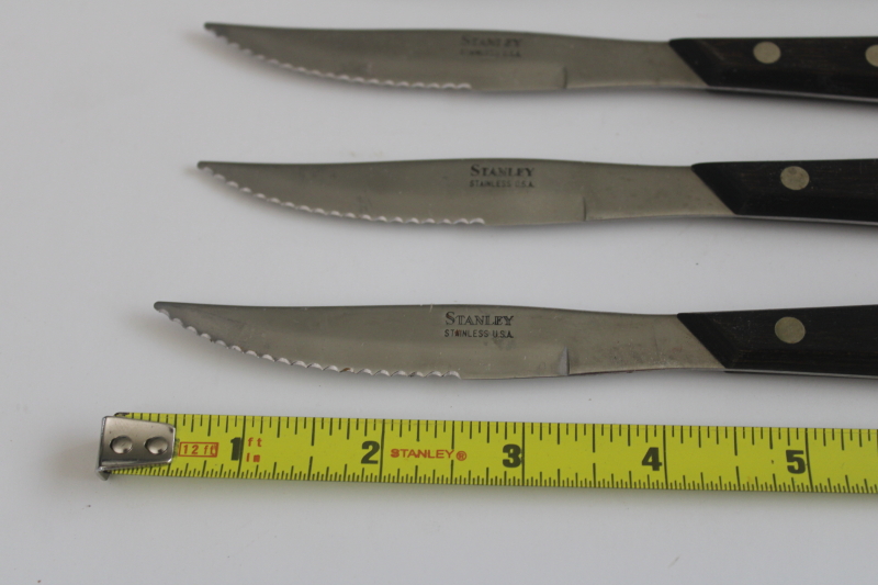 photo of mod vintage Stanley USA stainless steel steak knives, serrated table knife set of 6  #2