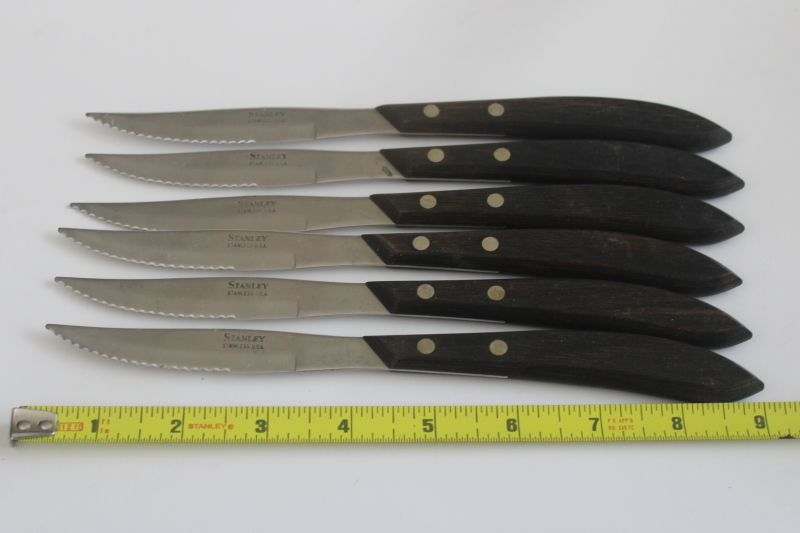 photo of mod vintage Stanley USA stainless steel steak knives, serrated table knife set of 6  #3