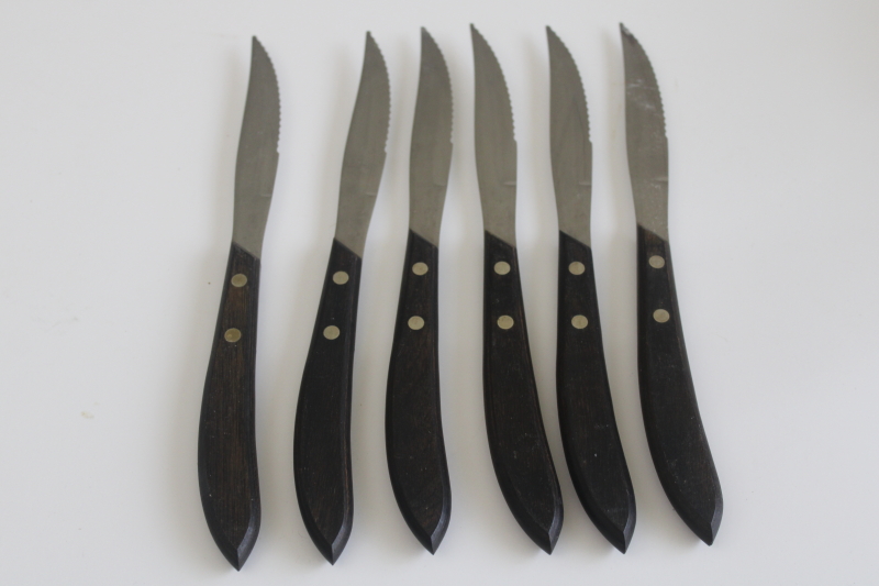 photo of mod vintage Stanley USA stainless steel steak knives, serrated table knife set of 6  #5