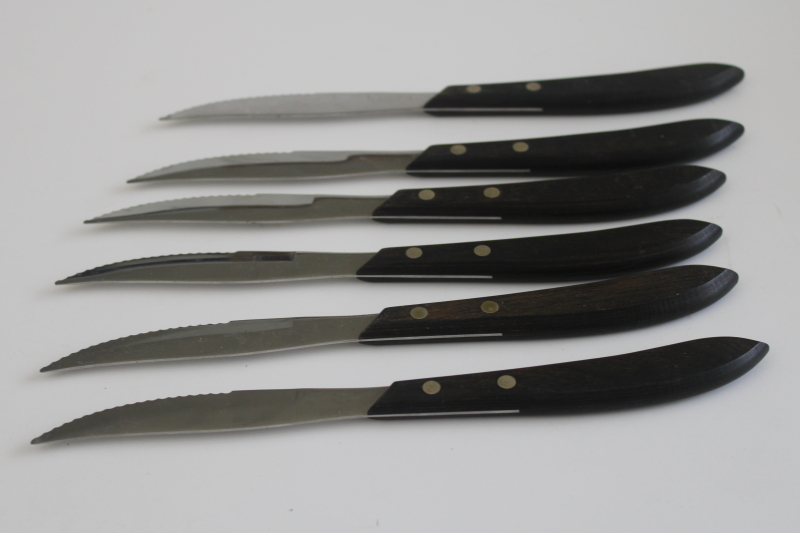 photo of mod vintage Stanley USA stainless steel steak knives, serrated table knife set of 6  #6