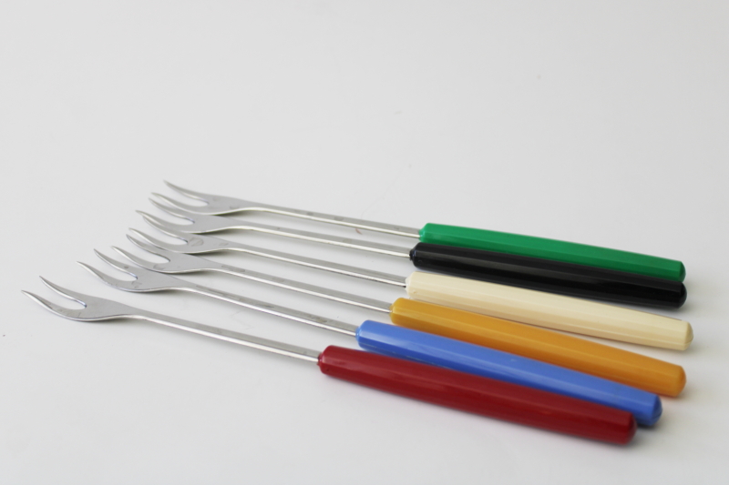 photo of mod vintage Swiss fondue forks, 70s Euro modern design Wengerinox Switzerland #1