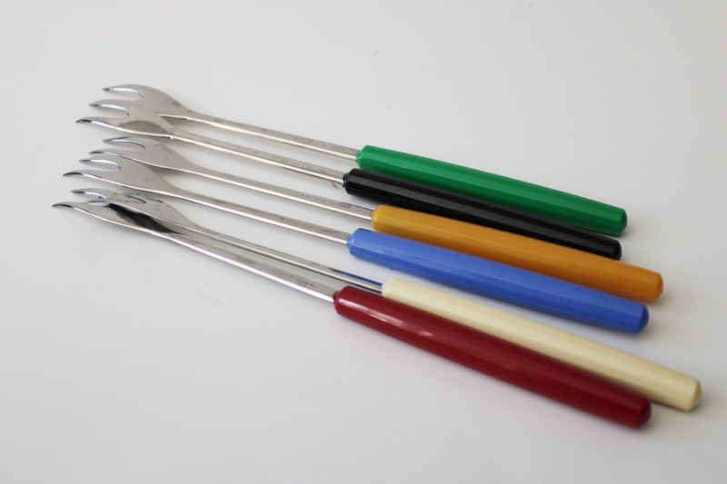 photo of mod vintage Swiss fondue forks, 70s Euro modern design Wengerinox Switzerland #4