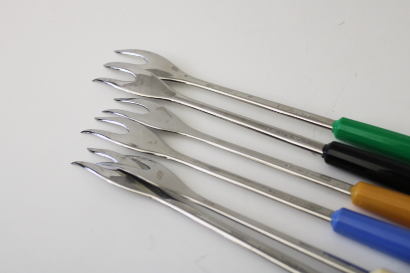 photo of mod vintage Swiss fondue forks, 70s Euro modern design Wengerinox Switzerland #5