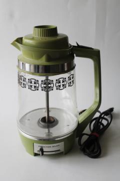 catalog photo of mod vintage avocado green Proctor Silex coffee percolator pot, electric coffee maker