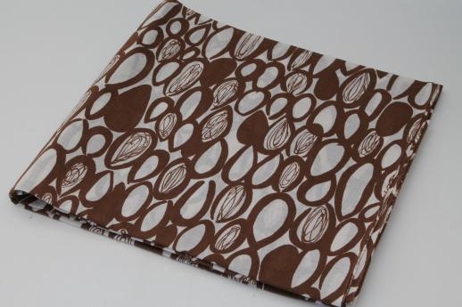 photo of mod vintage cotton fabric, chocolate brown & white coffee beans or cacao print #3