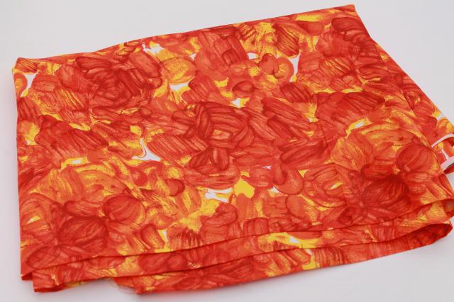 photo of mod vintage fabric, flame orange / yellow abstract print silky polyester 60s 70s retro #3