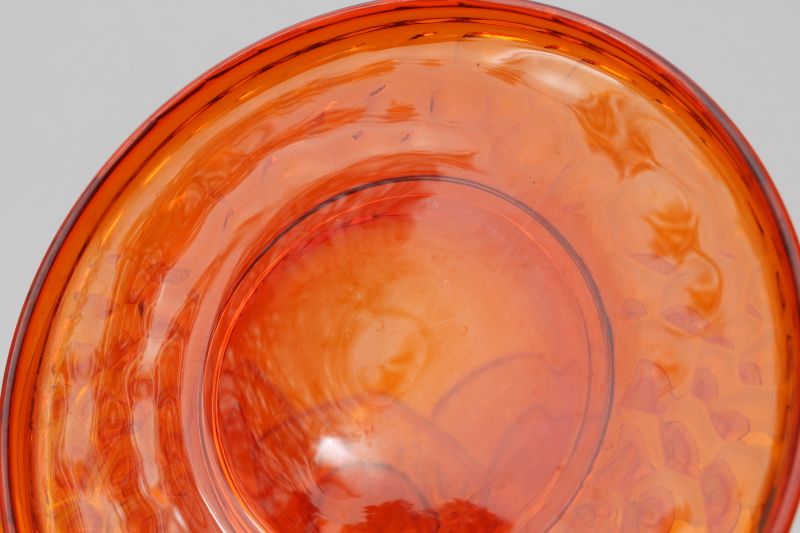 photo of mod vintage flame orange rimmed luncheon salad plates, Fostoria Pebble Beach pattern #2