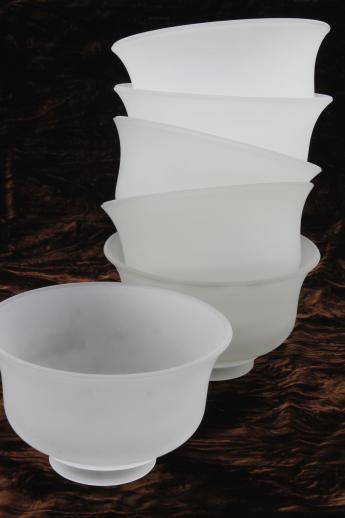 photo of mod vintage frosted glass salad bowls set, Indiana / Tiara frosty white glass #3