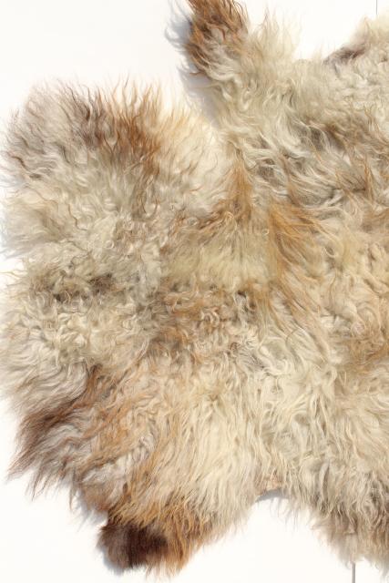 photo of mod vintage fur hide rug or chair cover, wool shag pile leather sheepskin, hippie style #3