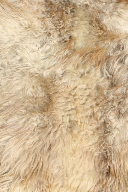 photo of mod vintage fur hide rug or chair cover, wool shag pile leather sheepskin, hippie style #5