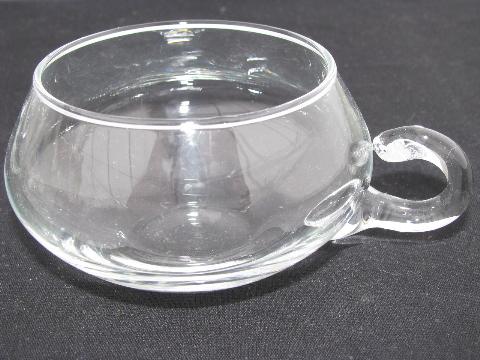 photo of mod vintage glass punch cups, hand shaped handles #2