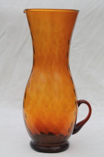 photo of mod vintage hand-blown amber glass pitcher, tall glass sangria wine pitcher #1