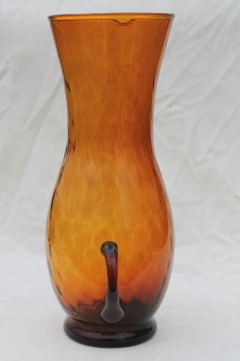 photo of mod vintage hand-blown amber glass pitcher, tall glass sangria wine pitcher #3