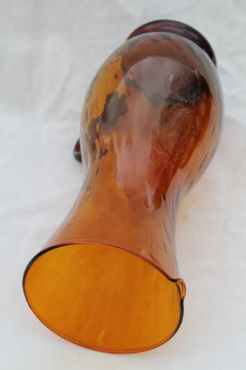 photo of mod vintage hand-blown amber glass pitcher, tall glass sangria wine pitcher #4