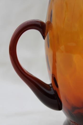 photo of mod vintage hand-blown amber glass pitcher, tall glass sangria wine pitcher #5