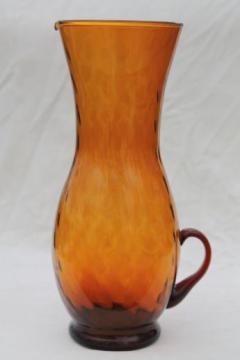 catalog photo of mod vintage hand-blown amber glass pitcher, tall glass sangria wine pitcher