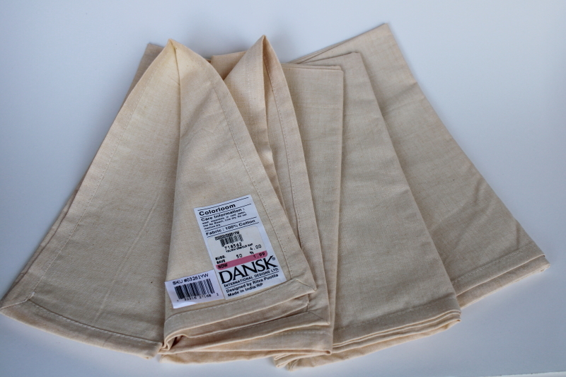 photo of mod vintage new w/ labels Dansk Colorloom natural color cotton napkins set of four #1