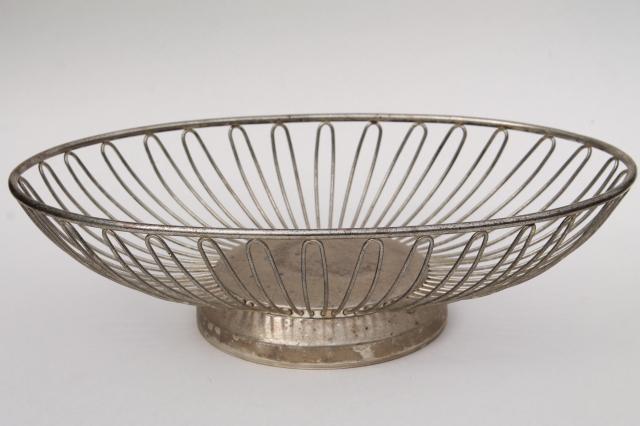 photo of mod vintage silver wire basket collection, silverplate baskets for serving bowls etc. #7