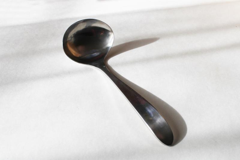 photo of mod vintage small sauce ladle or serving spoon Denmark, Danish modern stainless #1