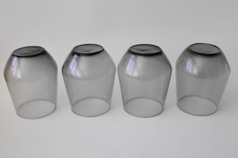 photo of mod vintage smoke grey glass drinking glasses, double old fashioned large tumblers #2