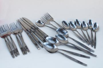 catalog photo of mod vintage stainless flatware, retro silverware Madeira pattern Japan