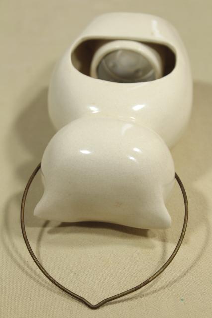 photo of mod vintage white ceramic lantern, owl fairy light candle holder lamp #6