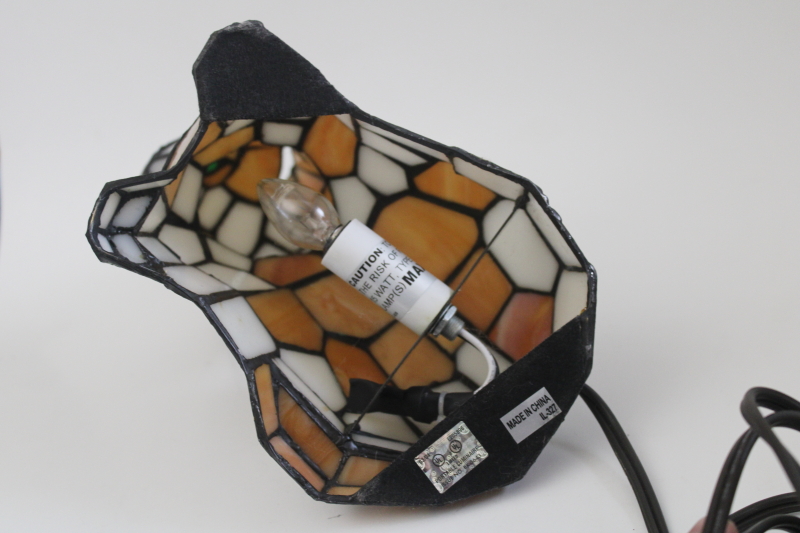 photo of modern Tiffany style leaded glass light, stained glass kitty cat lamp nightlight  #7