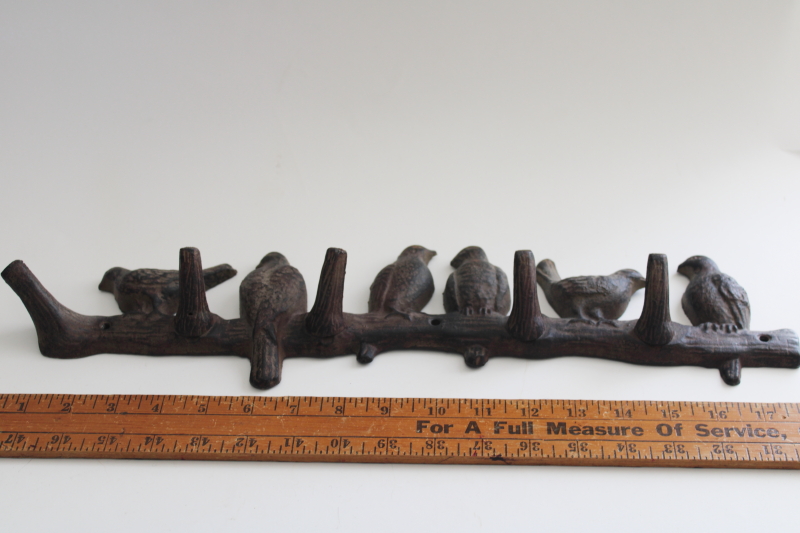 photo of modern farmhouse birds on a branch cast iron coat hooks wall mount hanging rack #2