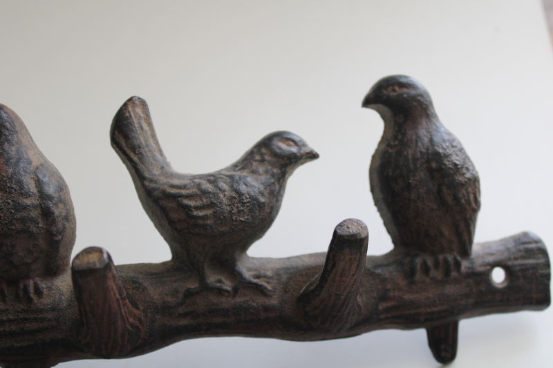 photo of modern farmhouse birds on a branch cast iron coat hooks wall mount hanging rack #3