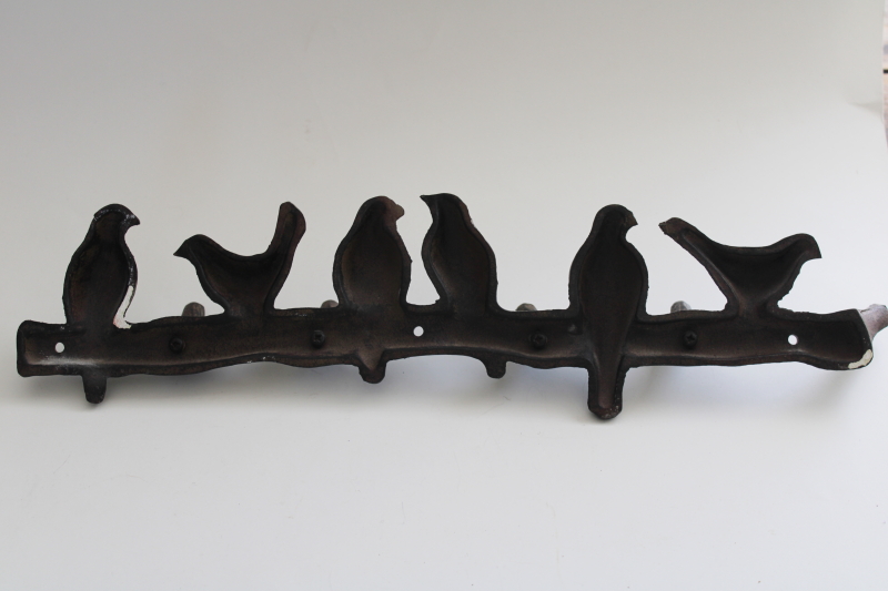 photo of modern farmhouse birds on a branch cast iron coat hooks wall mount hanging rack #6