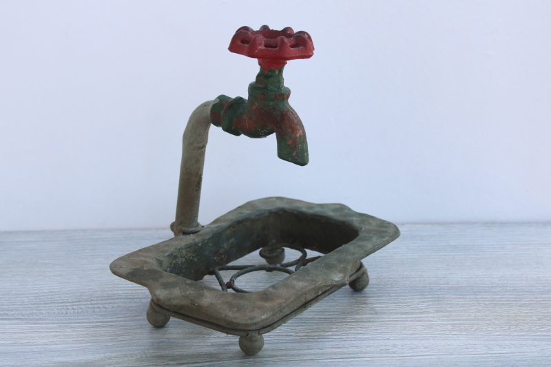 photo of modern farmhouse cast metal soap dish w/ garden spigot, for potting bench, mudroom, she shed #2