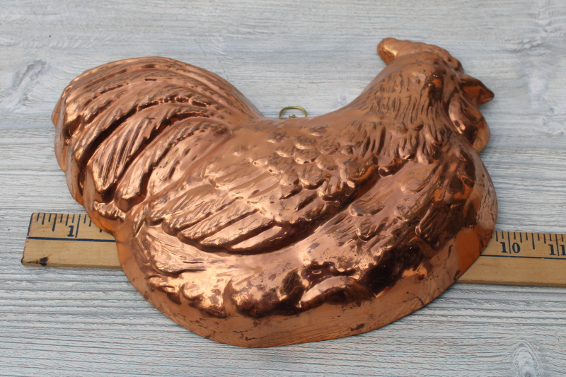 photo of modern farmhouse copper mold, sitting hen or rooster, kitchen wall decor jello mold #5