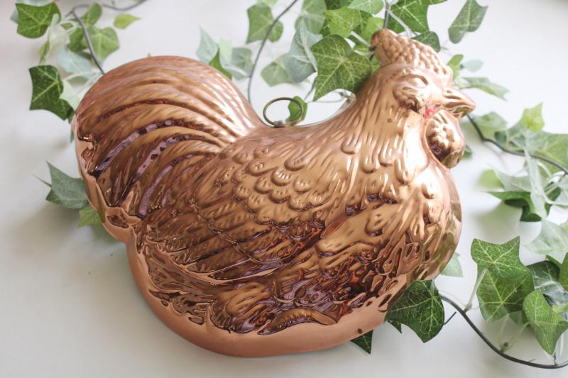 photo of modern farmhouse copper mold, sitting hen or rooster, kitchen wall decor jello mold #1