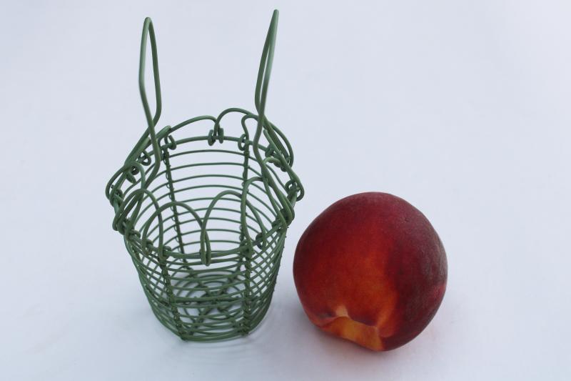 photo of modern farmhouse decor vintage green wire basket, mini eggbasket to hold a single egg #1