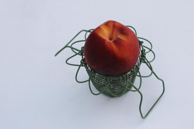 photo of modern farmhouse decor vintage green wire basket, mini eggbasket to hold a single egg #3