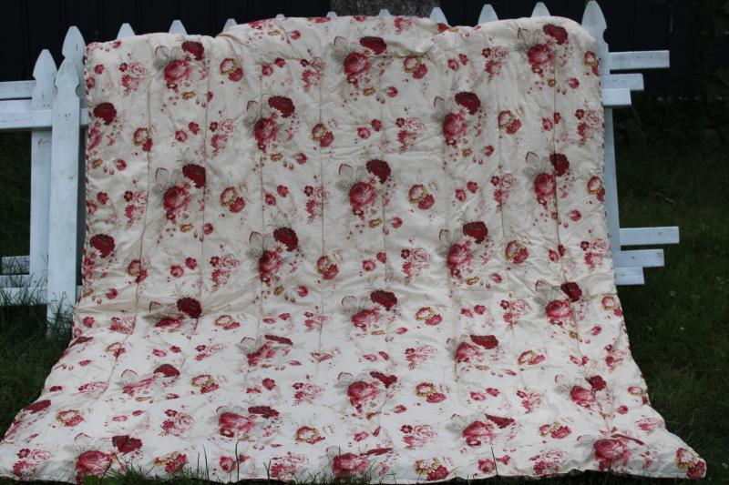 photo of modern farmhouse full size comforter w/ vintage style roses floral, never used #1