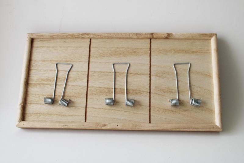 photo of modern farmhouse natural wood memo board or photo holder, mousetrap spring clips #1